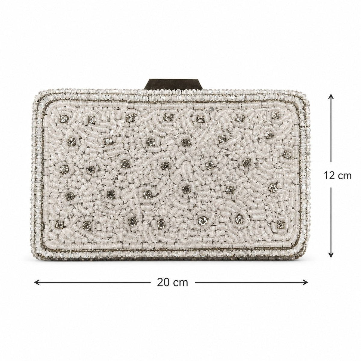 Silver Scatter Pearl Box Clutch