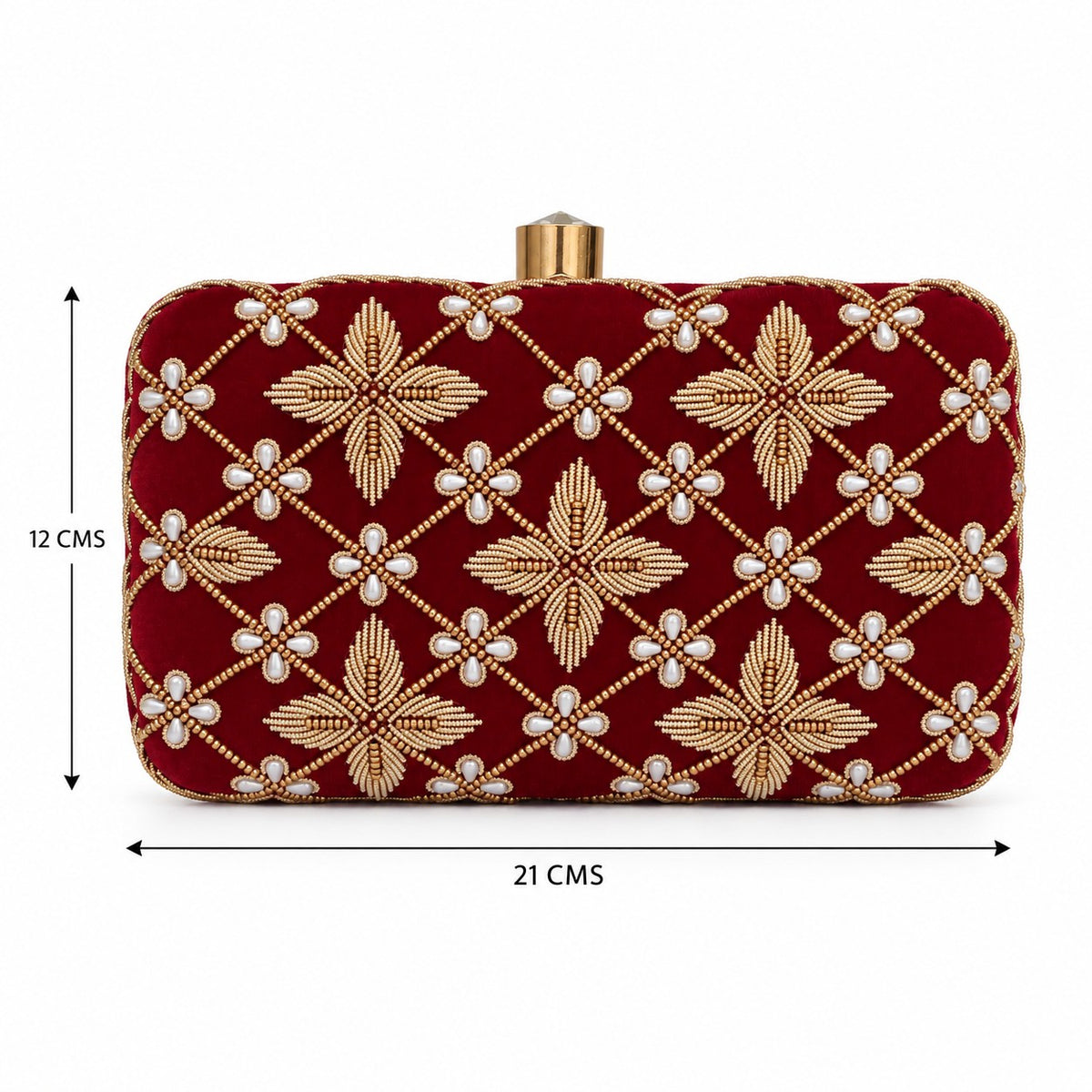 Maroon Zardozi embroidered Bridal Clutch
