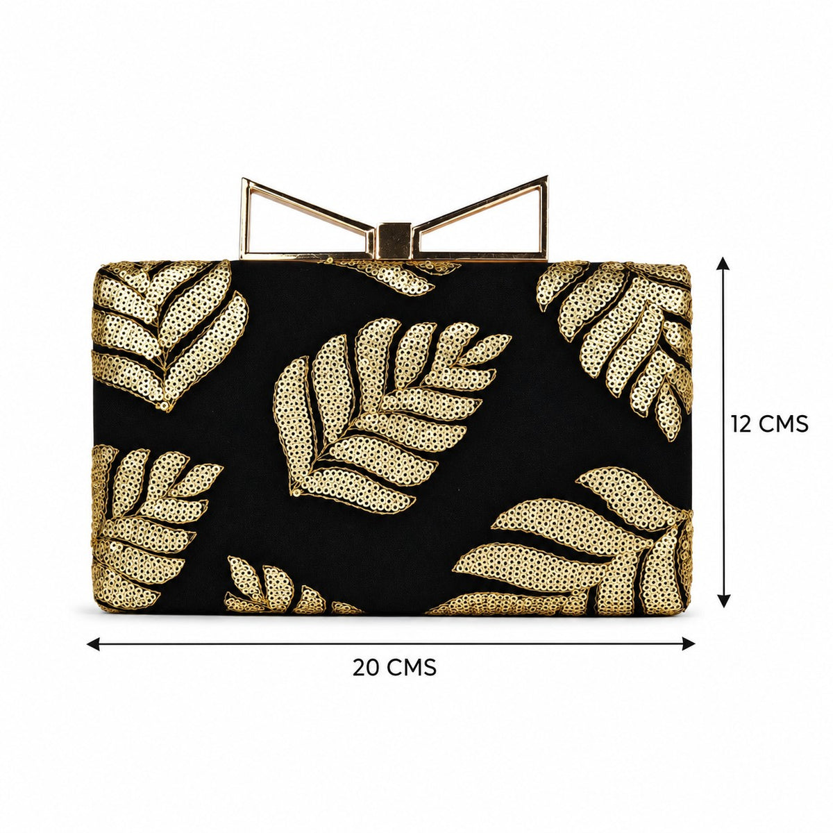 Gold-Leaf Black Clutch