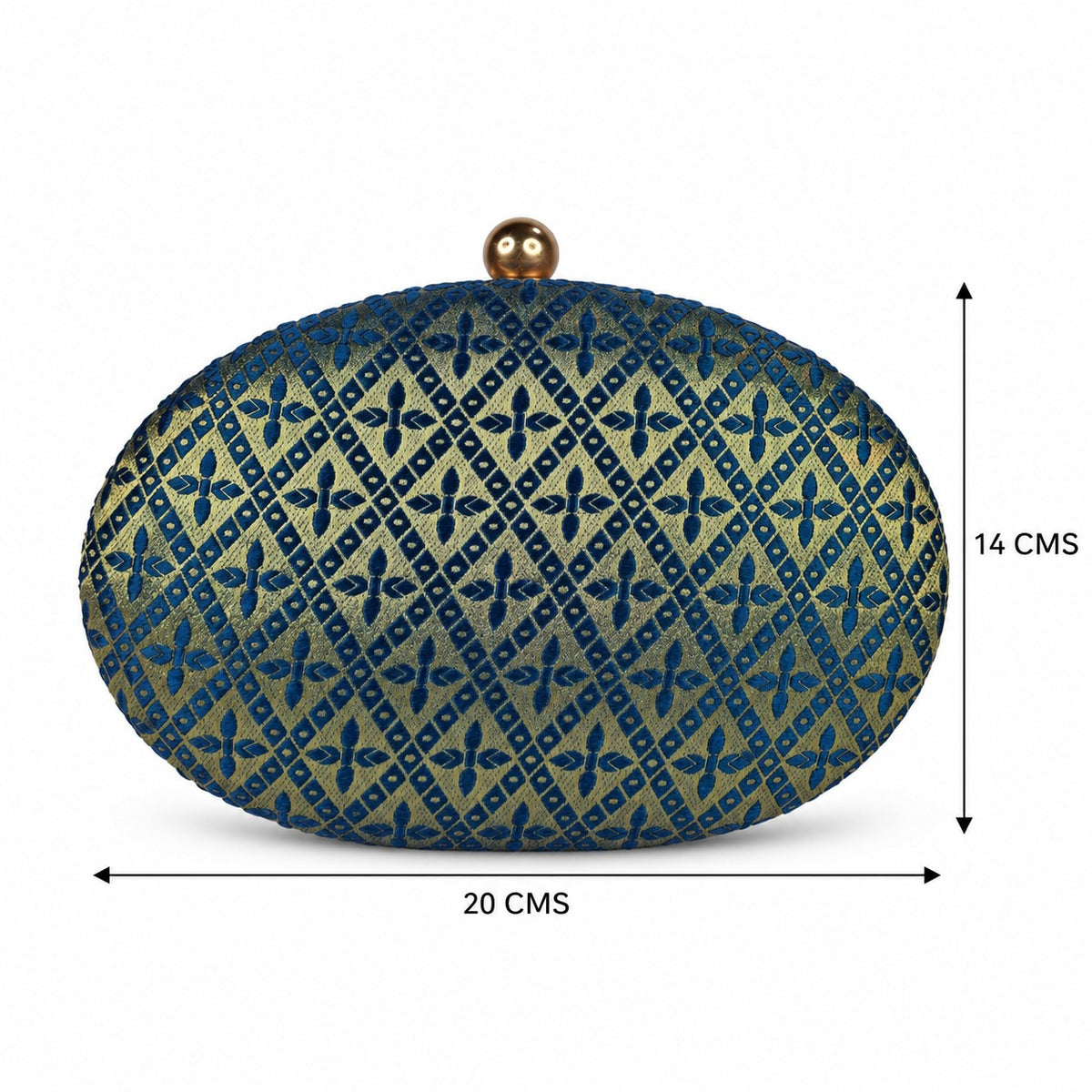 Elegant Green and Gold Brocade Clutch