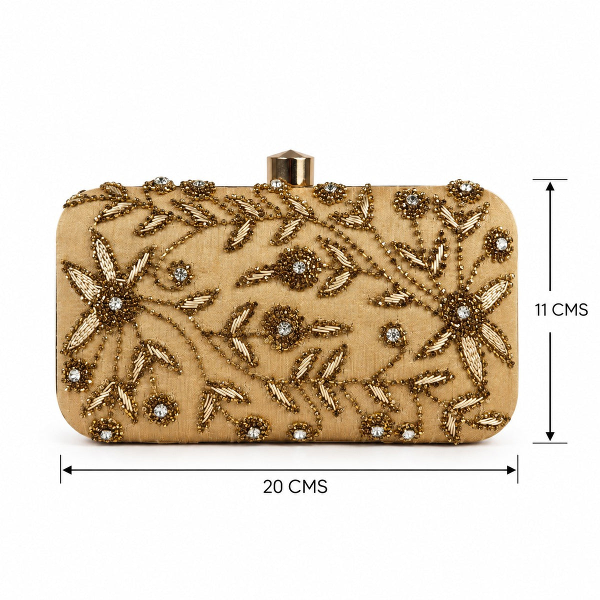 Embellished Gold Floral Clutch