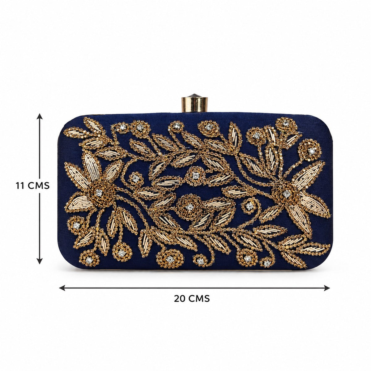 Embellished Indigo Floral Clutch