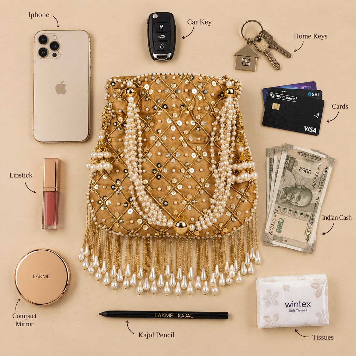 Luxurious Golden Sequin Potli