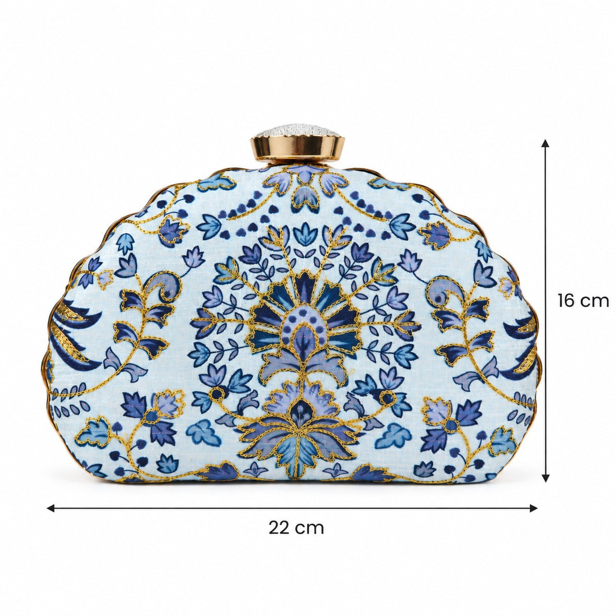 Ornate Blue Floral Clutch