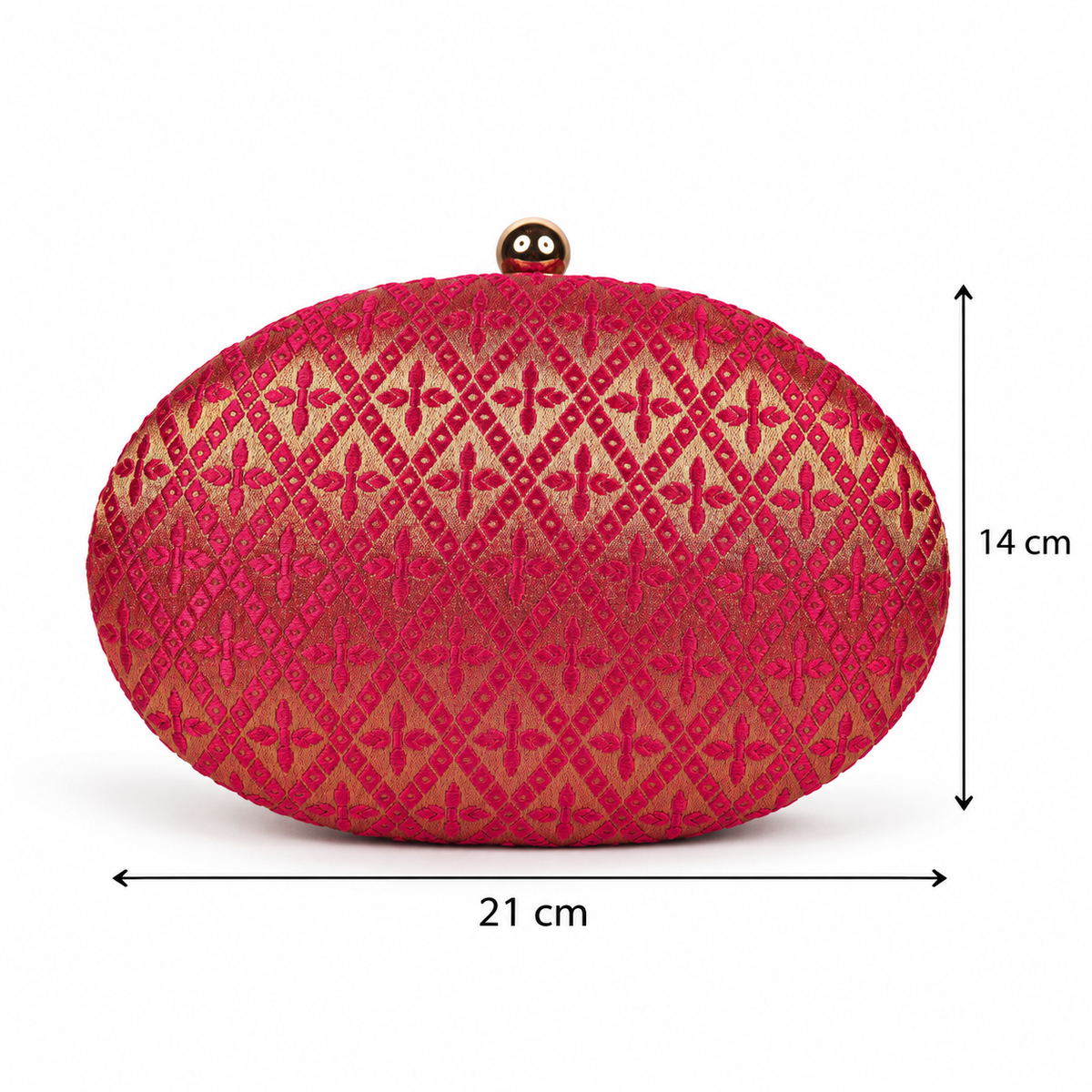 Elegant Pink and Gold Brocade Clutch