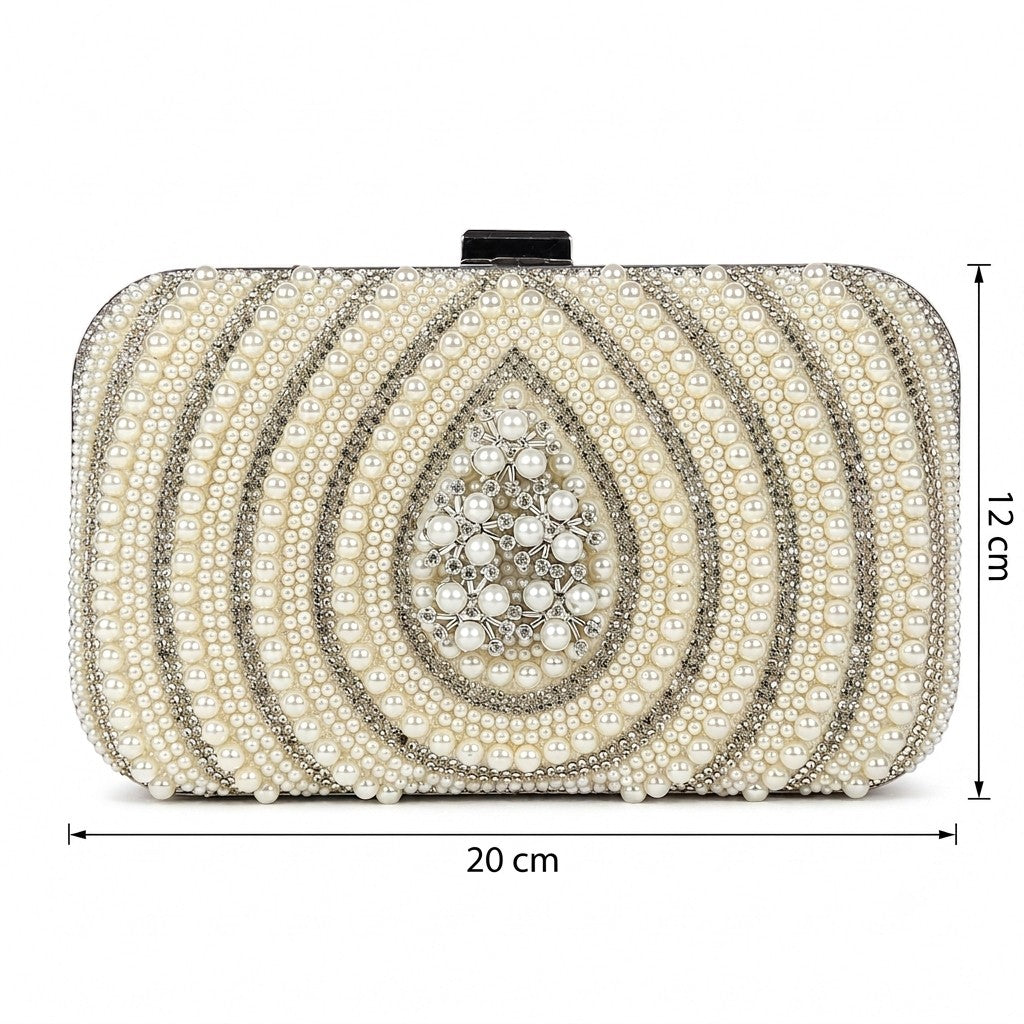 White Teardrop Motif Clutch
