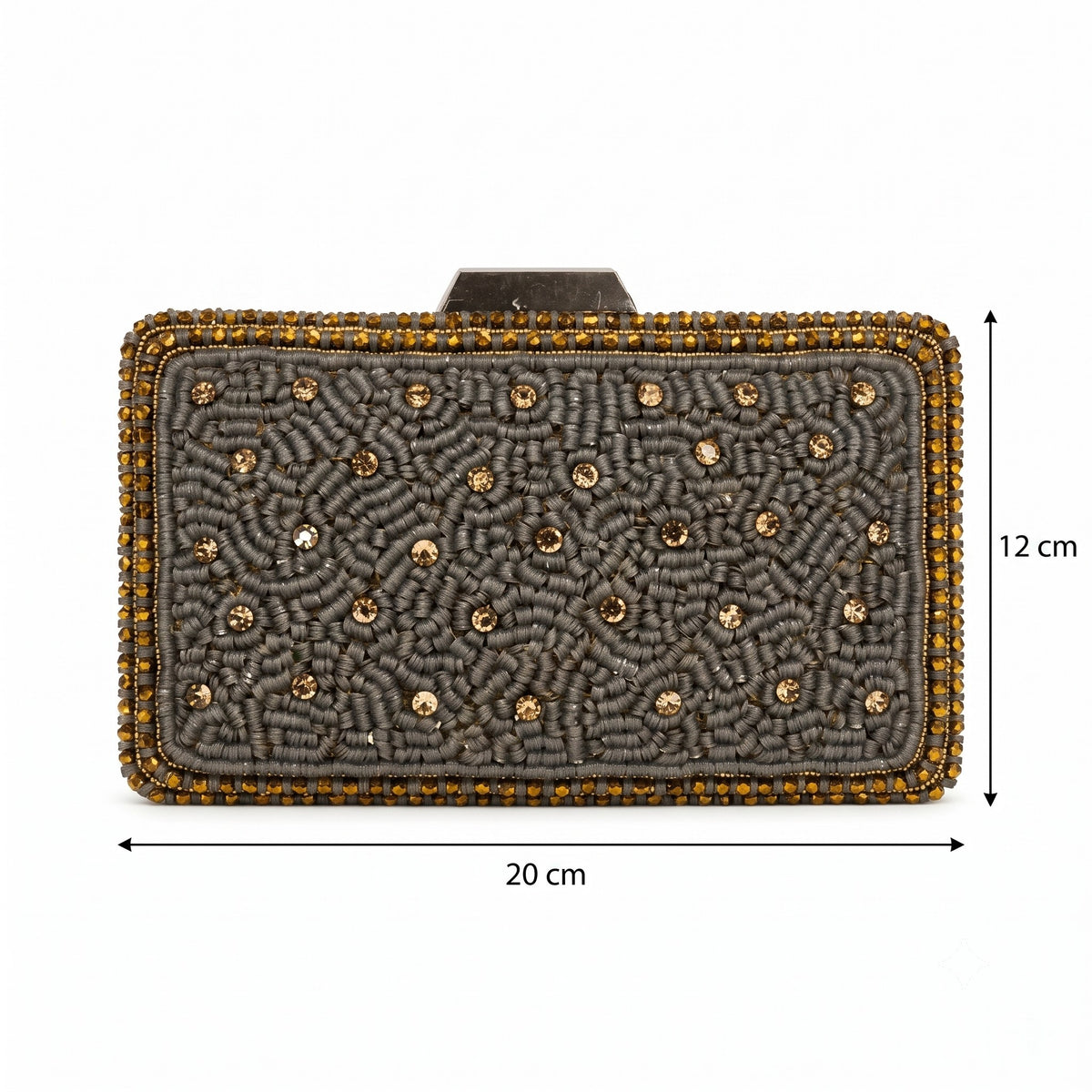 Brown Scatter Pearl Box Clutch