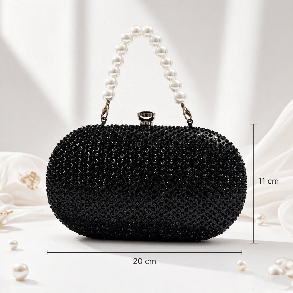 Noir Black Pearl Handle Clutch