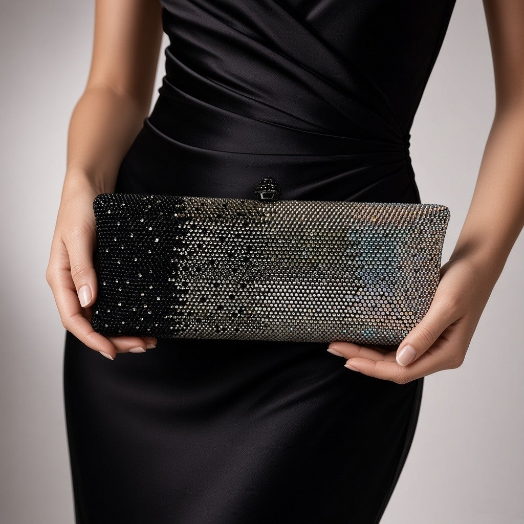 Charcoal Ombre Crystal Clutch