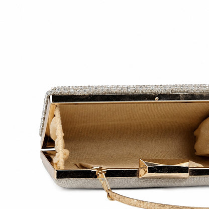 Silver Scatter Pearl Box Clutch