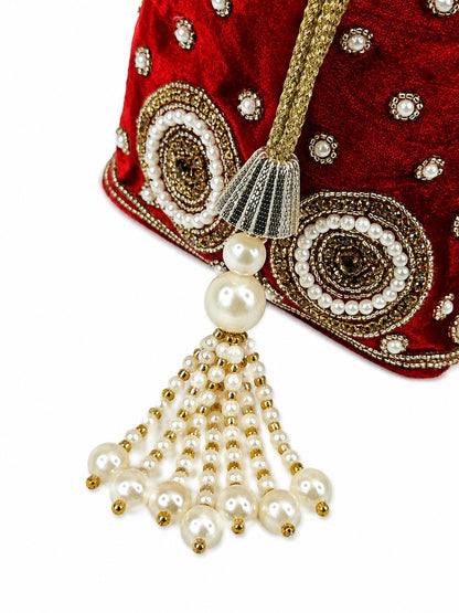Ruby Mirror Medallion Potli