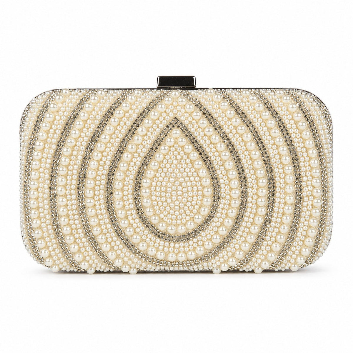 White Teardrop Motif Clutch