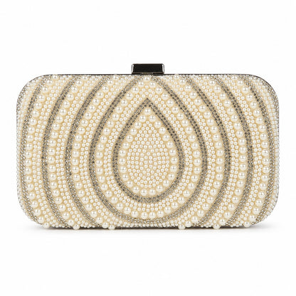 White Teardrop Motif Clutch