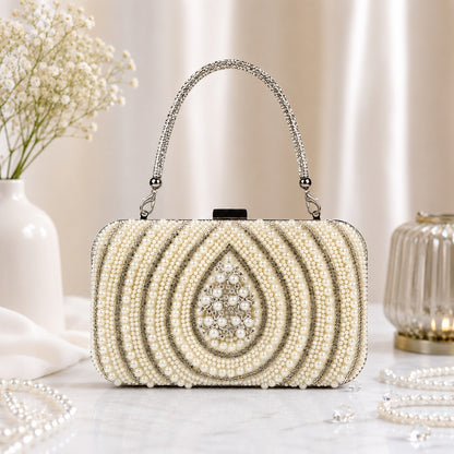 White Teardrop Motif Clutch