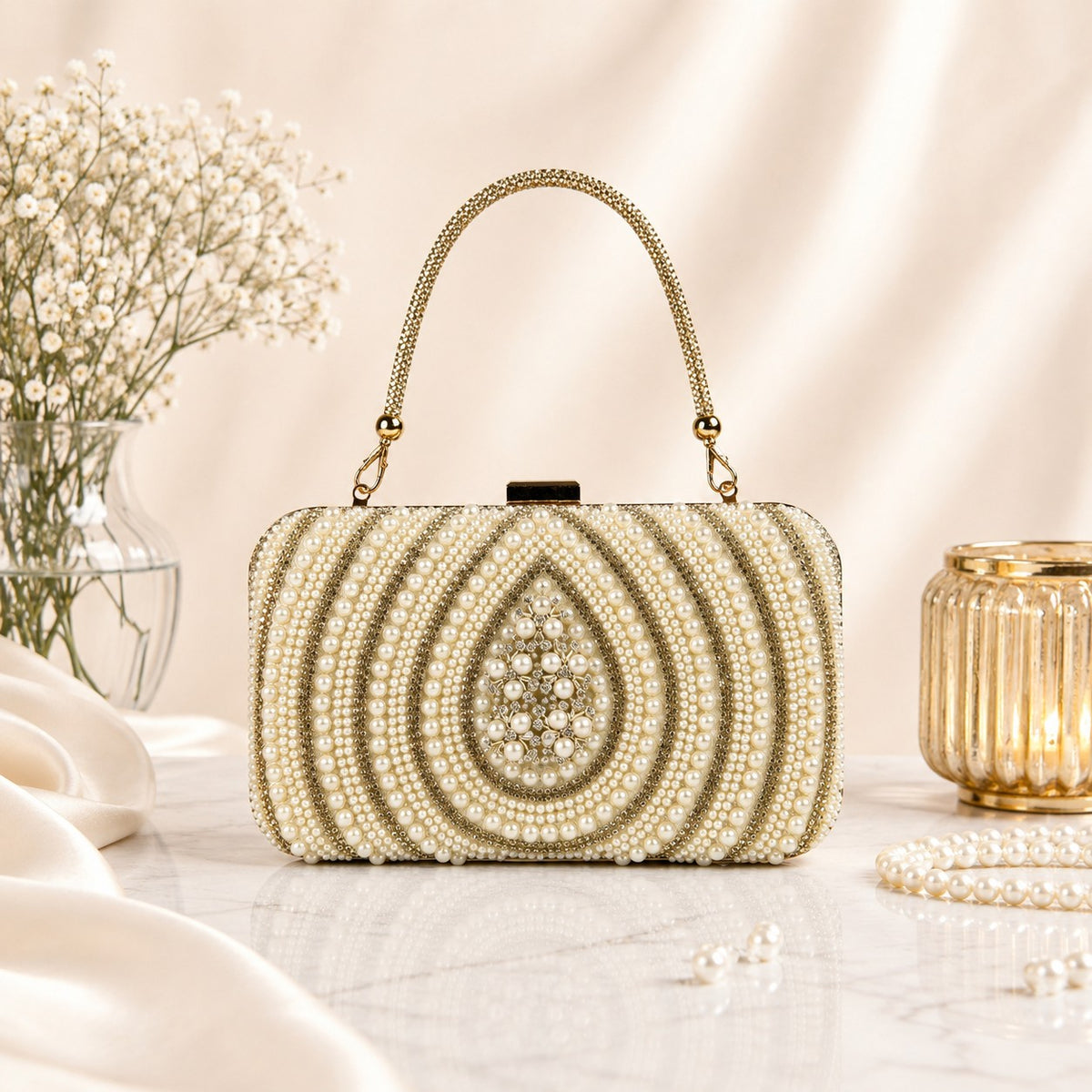 Champagne Teardrop Motif Clutch
