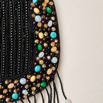 Noir Black Gemstone Fringe Potli