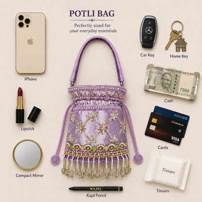 Lavender Bloom Beaded Potli
