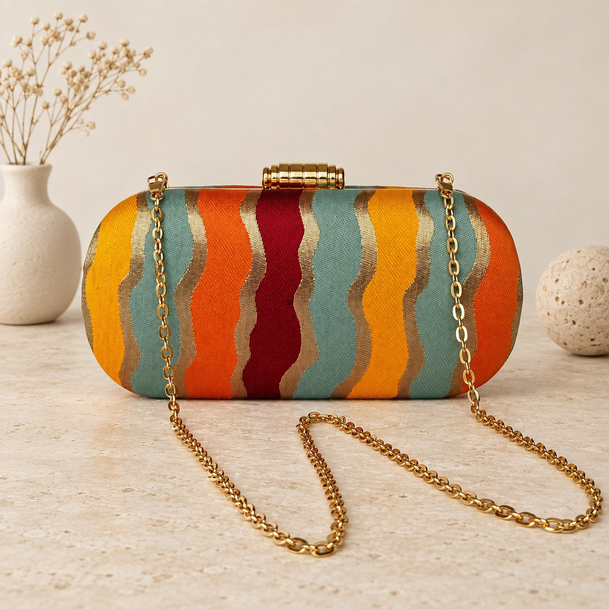 Colourblock clutch