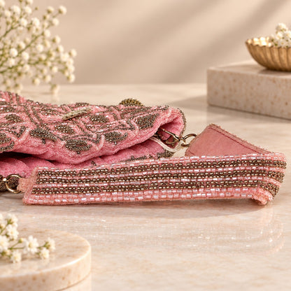 Blush pink Beaded Potli