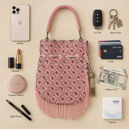 Blush pink Beaded Potli