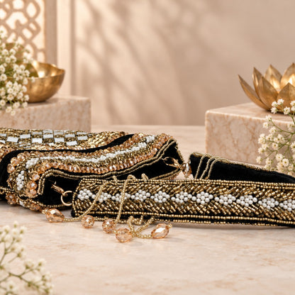 Black and Gold Mirror work Potli
