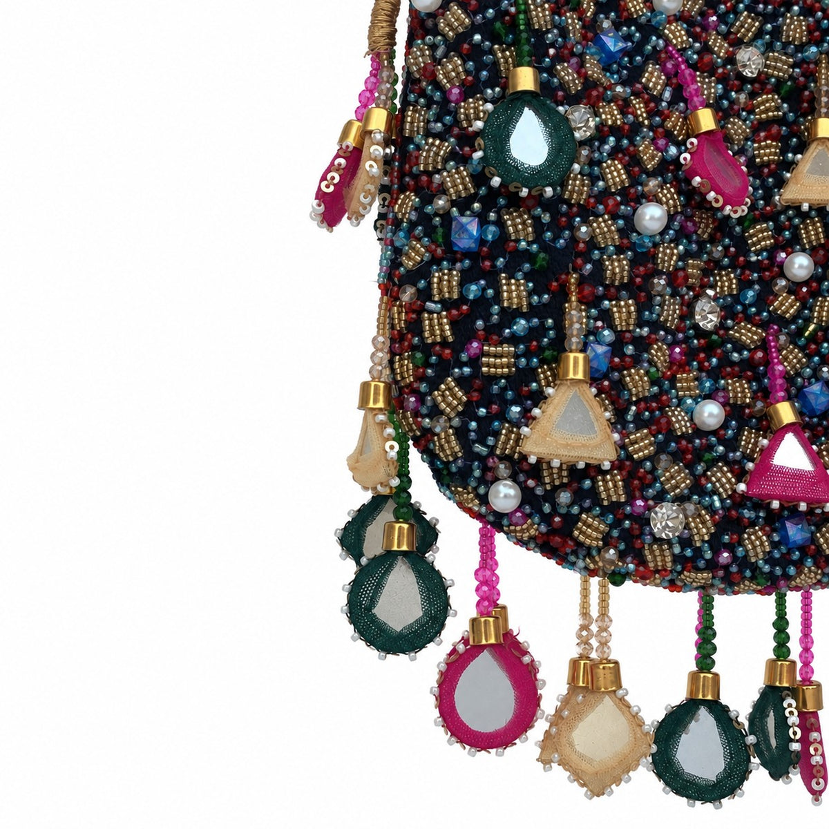 Embellished Black Beaded Potli