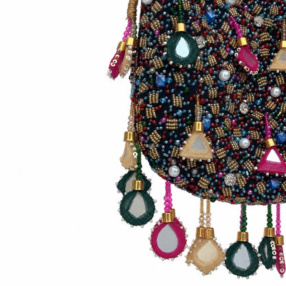 Embellished Black Beaded Potli