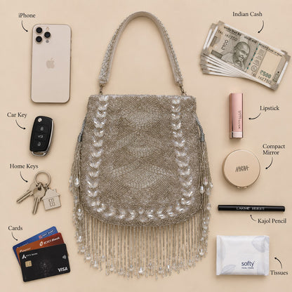Silver Crystal Bridal Potli
