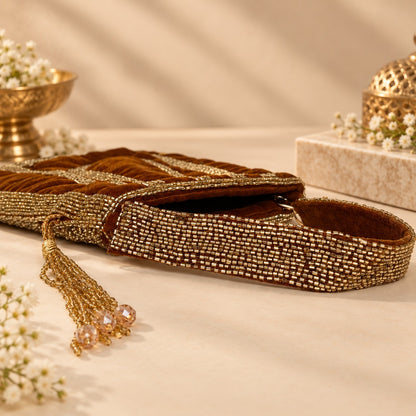 Brown Crystal Bridal Potli