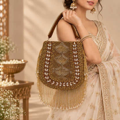 Brown Crystal Bridal Potli