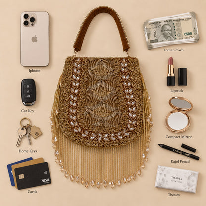 Brown Crystal Bridal Potli