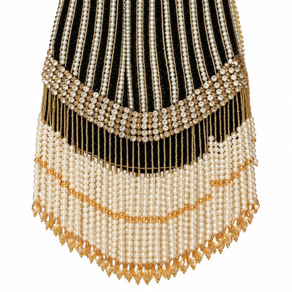 Pearl-Embellished Black Bridal Potli