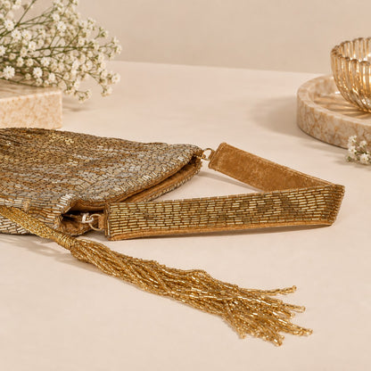 Golden Ombre Beaded Potli