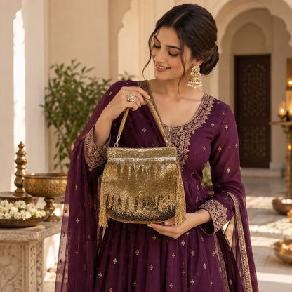 Golden Ombre Beaded Potli