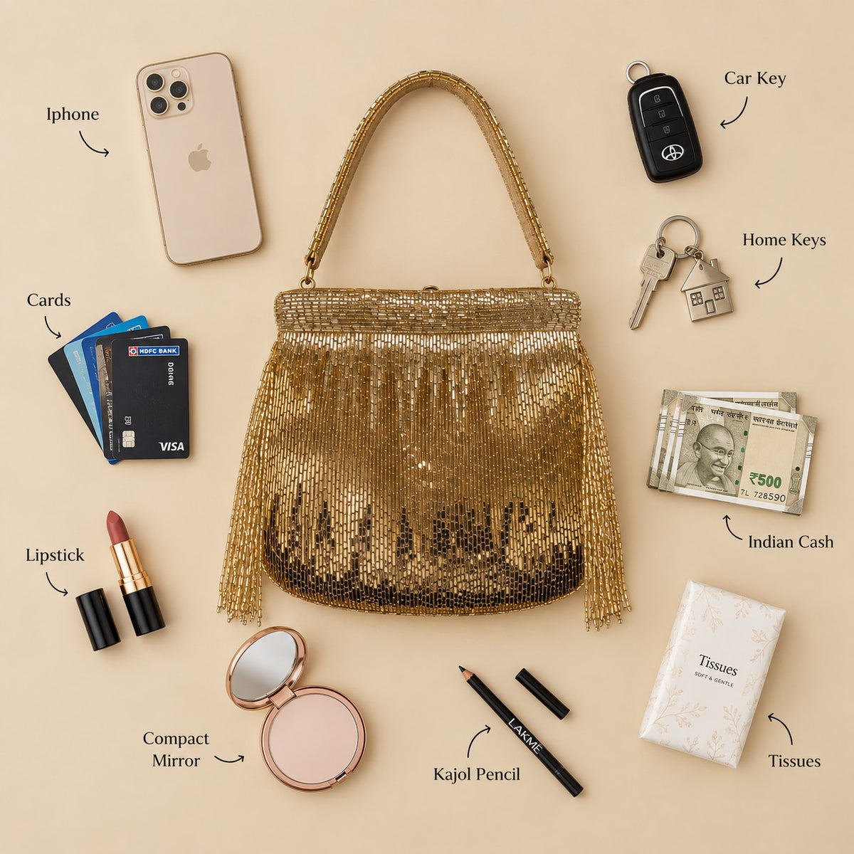 Golden Ombre Beaded Potli