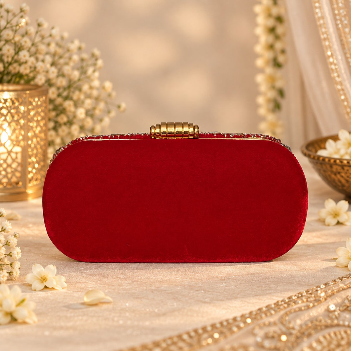Embellished Red Bridal Clutch