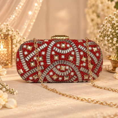 Embellished Red Bridal Clutch