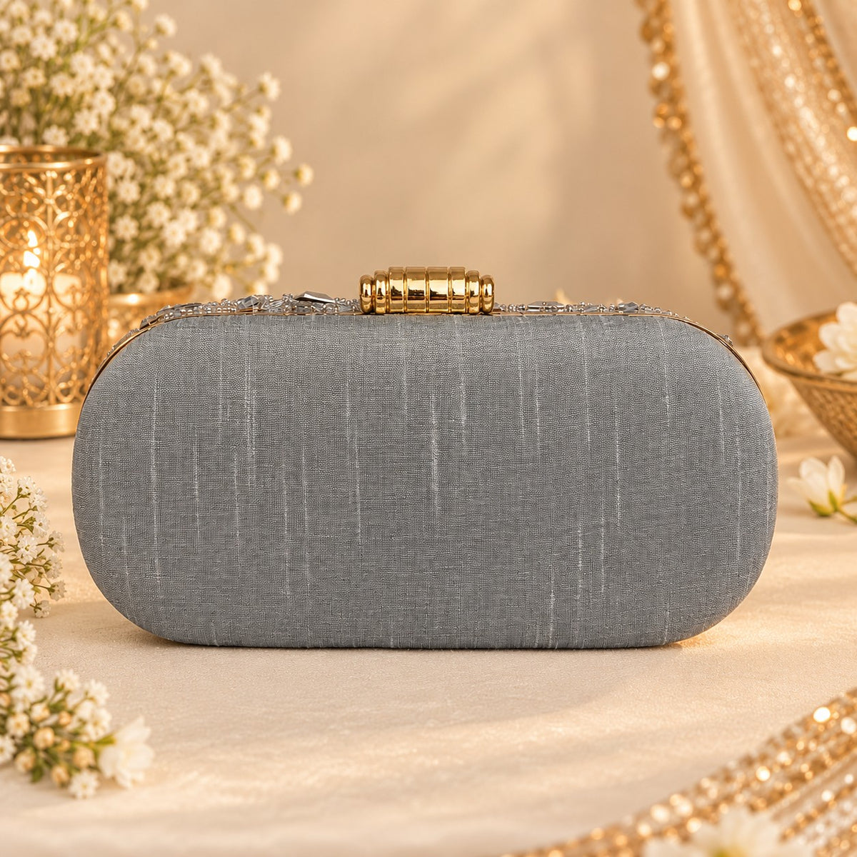 Embellished Silver Bridal Clutch