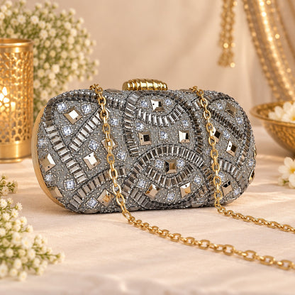 Embellished Silver Bridal Clutch