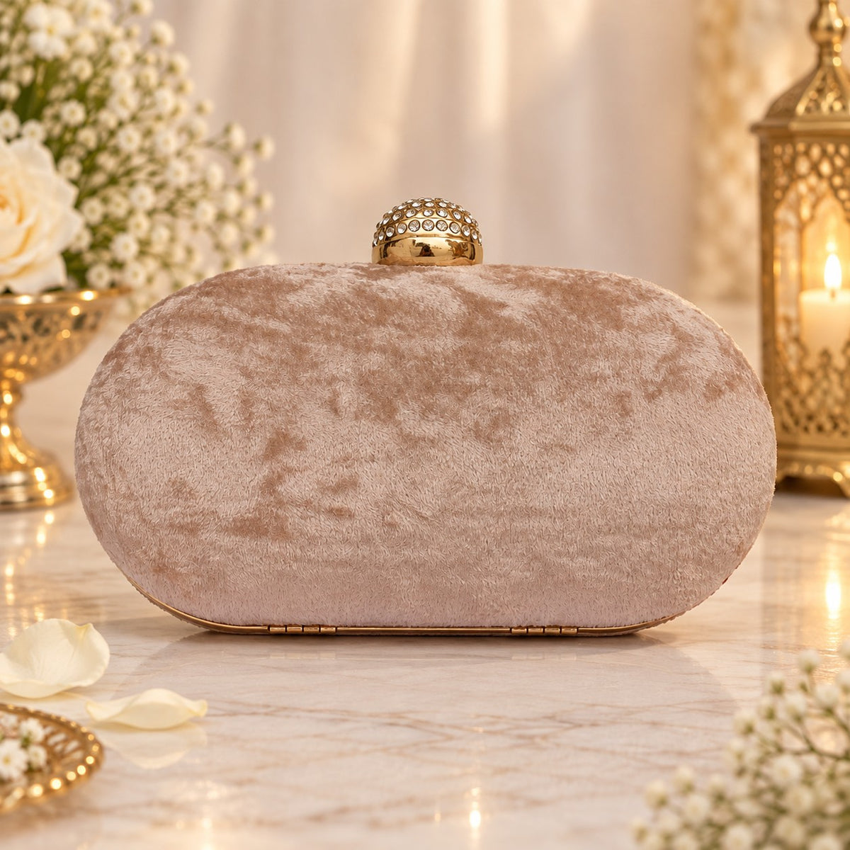 Blush Pink Beaded Bridal Clutch