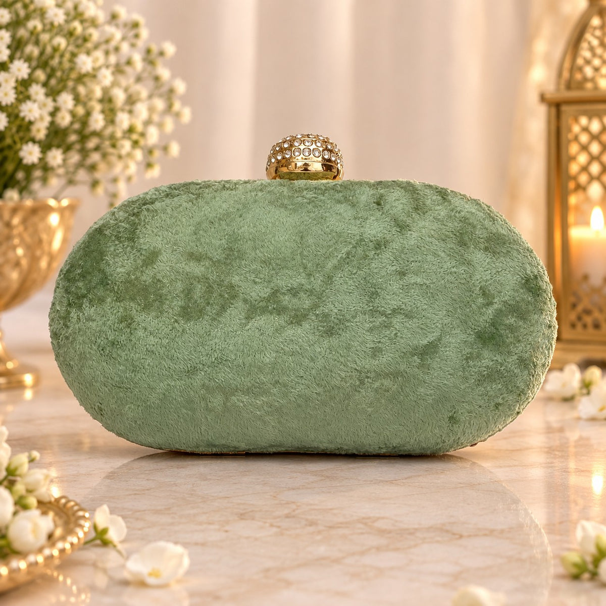 Mint Green Beaded Bridal Clutch