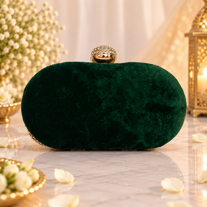 Emerald Gold Embroidered Bridal clutch