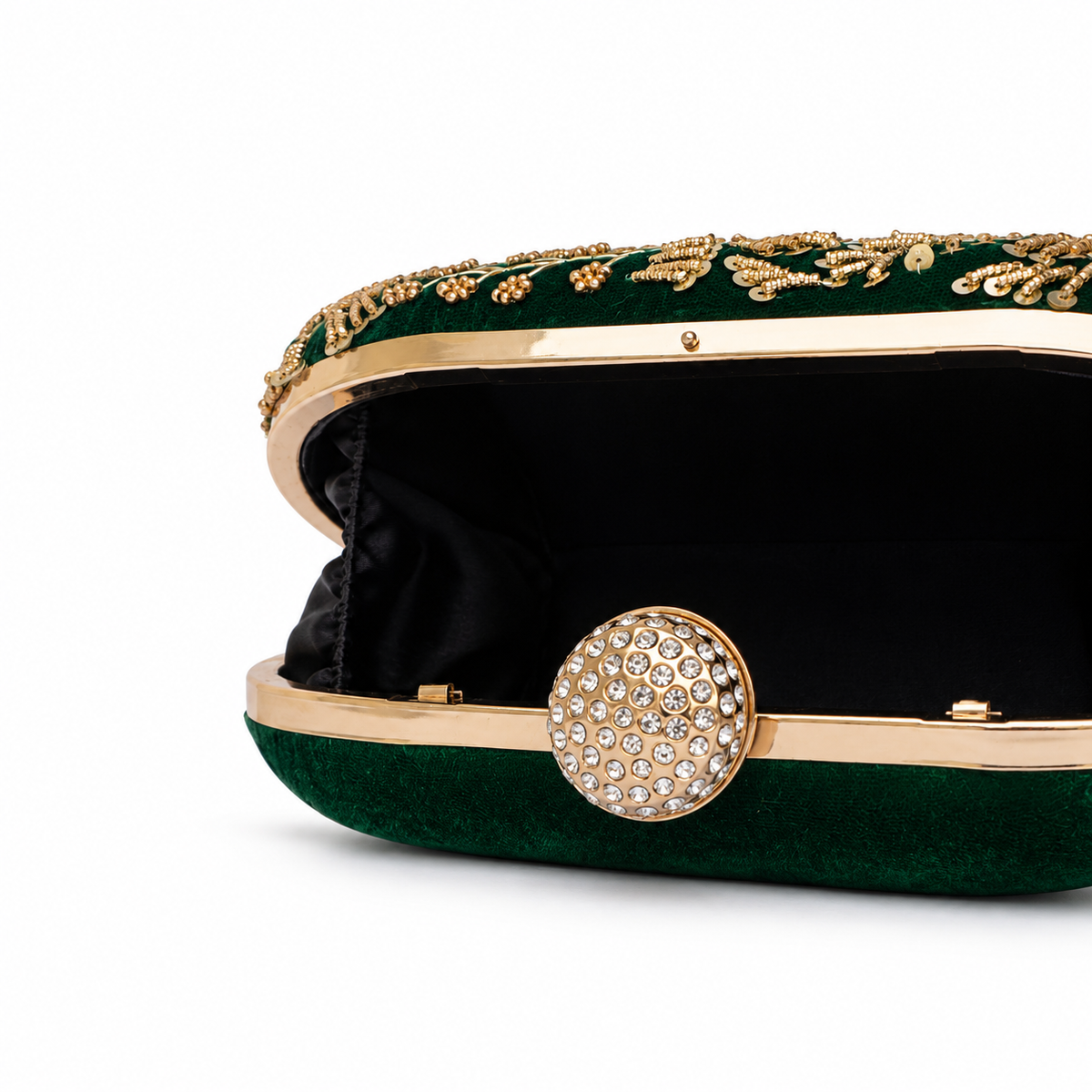 Emerald Gold Embroidered Bridal clutch