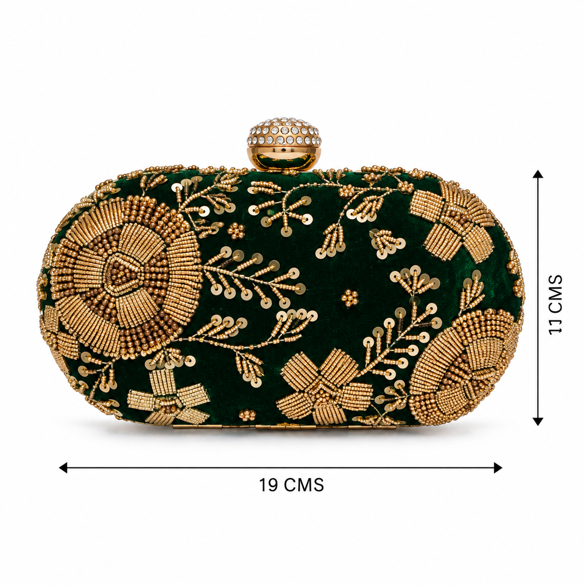 Emerald Gold Embroidered Bridal clutch