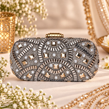 Embellished Silver Bridal Clutch