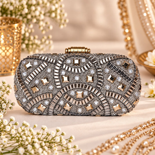 Embellished Silver Bridal Clutch