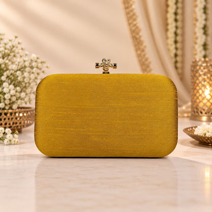 Golden Peacock Feather Clutch