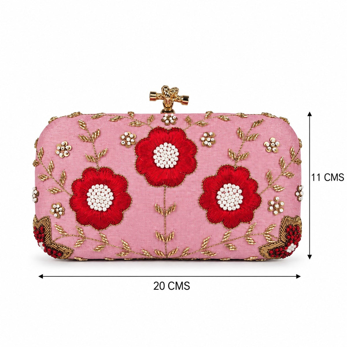 Pink Embroidered Clutch