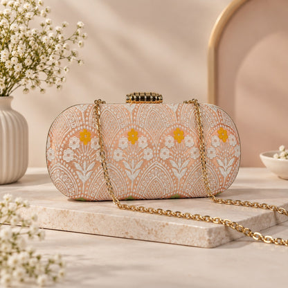 Peach Floral Clutch