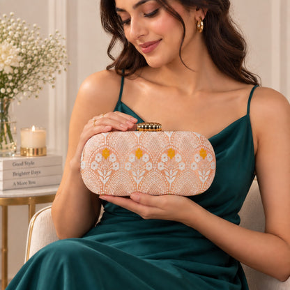 Peach Floral Clutch